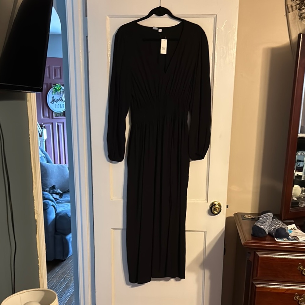 GAP Factory Black Sheath Dress with Bishop Sleeves